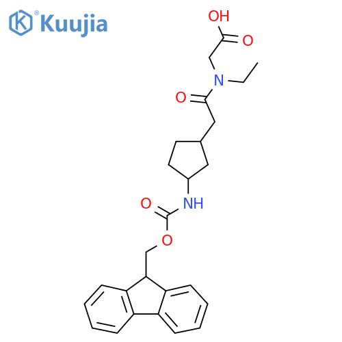 2-{N-ethyl-2-3-({(9H-fluoren-9-yl)methoxycarbonyl}amino)cyclopentylacetamido}acetic acid structure