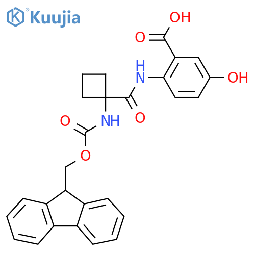 2-1-({(9H-fluoren-9-yl)methoxycarbonyl}amino)cyclobutaneamido-5-hydroxybenzoic acid structure