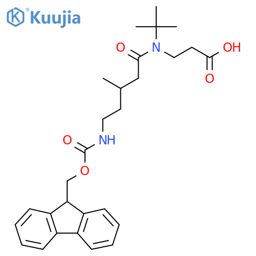 3-N-tert-butyl-5-({(9H-fluoren-9-yl)methoxycarbonyl}amino)-3-methylpentanamidopropanoic acid structure