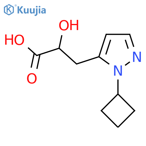 3-(1-cyclobutyl-1H-pyrazol-5-yl)-2-hydroxypropanoic acid structure