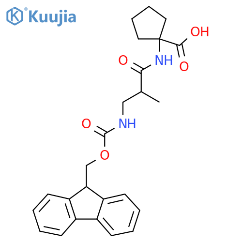 1-3-({(9H-fluoren-9-yl)methoxycarbonyl}amino)-2-methylpropanamidocyclopentane-1-carboxylic acid structure
