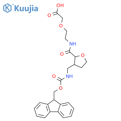 2-2-({3-({(9H-fluoren-9-yl)methoxycarbonyl}amino)methyloxolan-2-yl}formamido)ethoxyacetic acid structure
