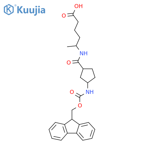 5-{3-({(9H-fluoren-9-yl)methoxycarbonyl}amino)cyclopentylformamido}hexanoic acid structure