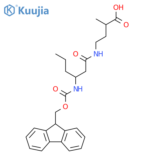 4-3-({(9H-fluoren-9-yl)methoxycarbonyl}amino)hexanamido-2-methylbutanoic acid structure