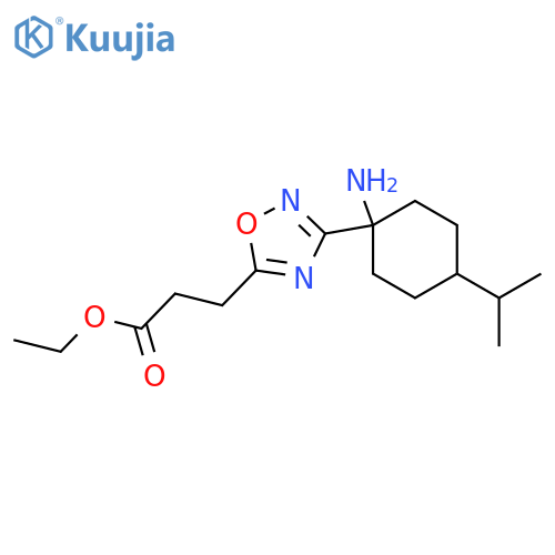 Ethyl 3-{3-[1-amino-4-(propan-2-yl)cyclohexyl]-1,2,4-oxadiazol-5-yl}propanoate structure