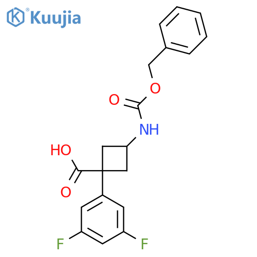 3-{(benzyloxy)carbonylamino}-1-(3,5-difluorophenyl)cyclobutane-1-carboxylic acid structure