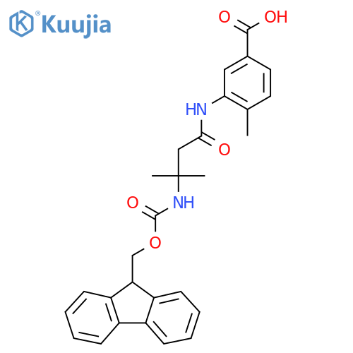 3-3-({(9H-fluoren-9-yl)methoxycarbonyl}amino)-3-methylbutanamido-4-methylbenzoic acid structure