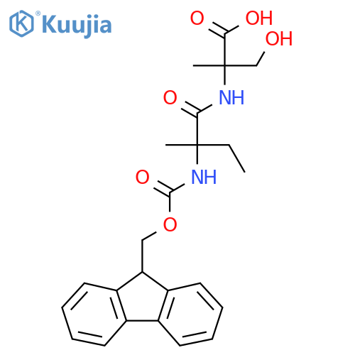 2-2-({(9H-fluoren-9-yl)methoxycarbonyl}amino)-2-methylbutanamido-3-hydroxy-2-methylpropanoic acid structure