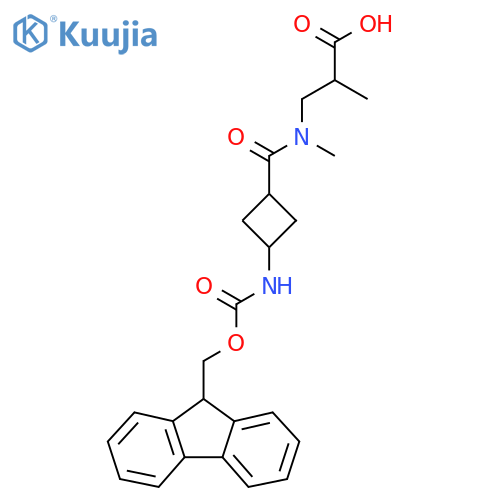 3-{1-3-({(9H-fluoren-9-yl)methoxycarbonyl}amino)cyclobutyl-N-methylformamido}-2-methylpropanoic acid structure