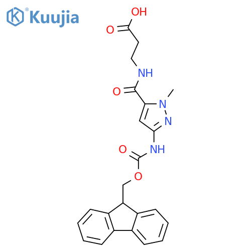 3-{3-({(9H-fluoren-9-yl)methoxycarbonyl}amino)-1-methyl-1H-pyrazol-5-ylformamido}propanoic acid structure