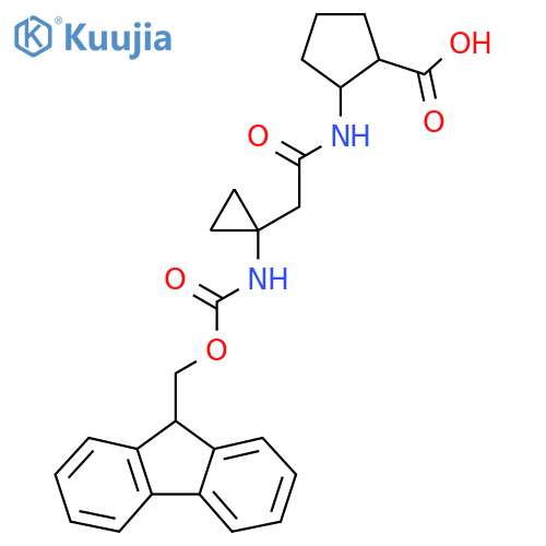 2-{2-1-({(9H-fluoren-9-yl)methoxycarbonyl}amino)cyclopropylacetamido}cyclopentane-1-carboxylic acid structure