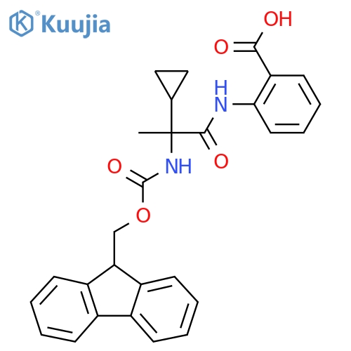 2-2-cyclopropyl-2-({(9H-fluoren-9-yl)methoxycarbonyl}amino)propanamidobenzoic acid structure