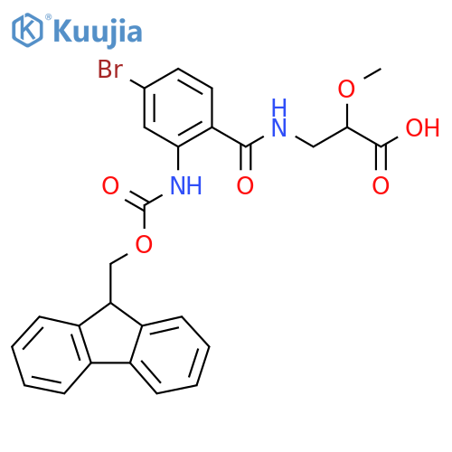 3-{4-bromo-2-({(9H-fluoren-9-yl)methoxycarbonyl}amino)phenylformamido}-2-methoxypropanoic acid structure