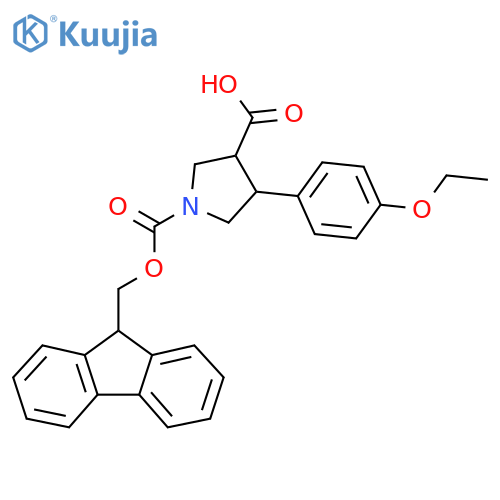 4-(4-ethoxyphenyl)-1-{(9H-fluoren-9-yl)methoxycarbonyl}pyrrolidine-3-carboxylic acid structure
