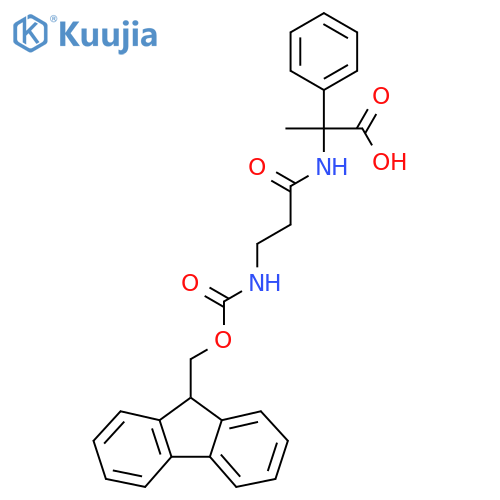 2-3-({(9H-fluoren-9-yl)methoxycarbonyl}amino)propanamido-2-phenylpropanoic acid structure