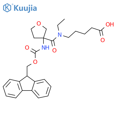 5-{N-ethyl-1-3-({(9H-fluoren-9-yl)methoxycarbonyl}amino)oxolan-3-ylformamido}pentanoic acid structure
