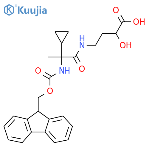 4-2-cyclopropyl-2-({(9H-fluoren-9-yl)methoxycarbonyl}amino)propanamido-2-hydroxybutanoic acid structure