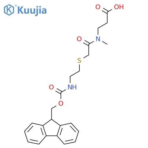 3-(2-{2-({(9H-fluoren-9-yl)methoxycarbonyl}amino)ethylsulfanyl}-N-methylacetamido)propanoic acid structure