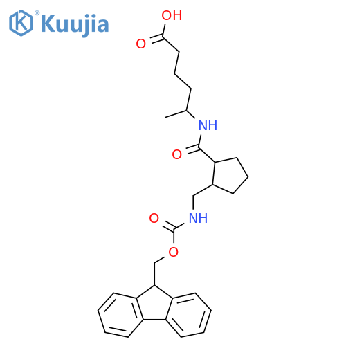 5-({2-({(9H-fluoren-9-yl)methoxycarbonyl}amino)methylcyclopentyl}formamido)hexanoic acid structure