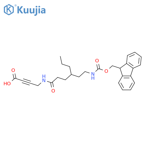 4-{4-2-({(9H-fluoren-9-yl)methoxycarbonyl}amino)ethylheptanamido}but-2-ynoic acid structure