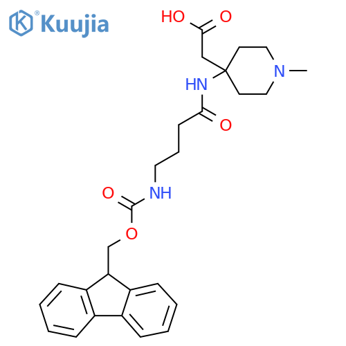 2-{4-4-({(9H-fluoren-9-yl)methoxycarbonyl}amino)butanamido-1-methylpiperidin-4-yl}acetic acid structure