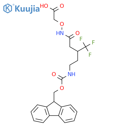 2-{5-({(9H-fluoren-9-yl)methoxycarbonyl}amino)-3-(trifluoromethyl)pentanamidooxy}acetic acid structure