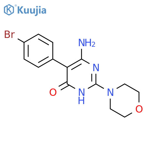 6-Amino-5-(4-bromophenyl)-2-(morpholin-4-yl)-3,4-dihydropyrimidin-4-one structure