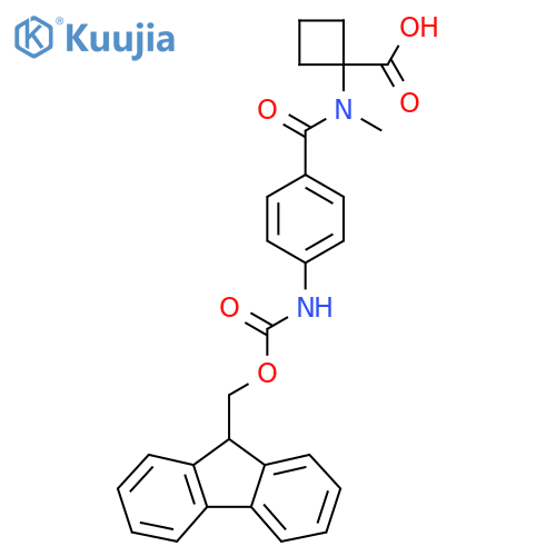 1-N-methyl4-({(9H-fluoren-9-yl)methoxycarbonyl}amino)benzamidocyclobutane-1-carboxylic acid structure