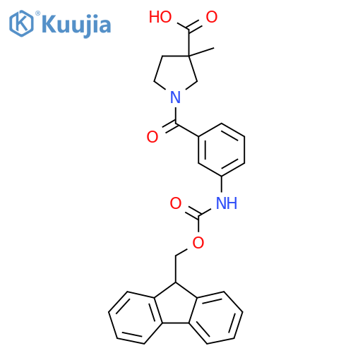 1-3-({(9H-fluoren-9-yl)methoxycarbonyl}amino)benzoyl-3-methylpyrrolidine-3-carboxylic acid structure
