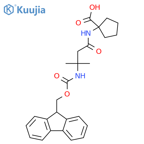 1-3-({(9H-fluoren-9-yl)methoxycarbonyl}amino)-3-methylbutanamidocyclopentane-1-carboxylic acid structure