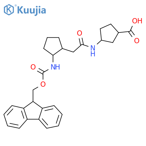3-{2-2-({(9H-fluoren-9-yl)methoxycarbonyl}amino)cyclopentylacetamido}cyclopentane-1-carboxylic acid structure