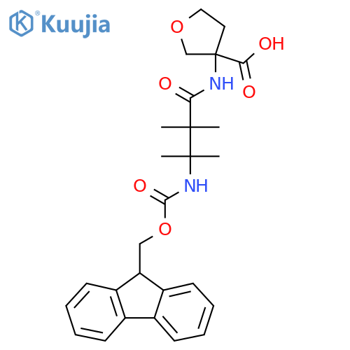 3-3-({(9H-fluoren-9-yl)methoxycarbonyl}amino)-2,2,3-trimethylbutanamidooxolane-3-carboxylic acid structure