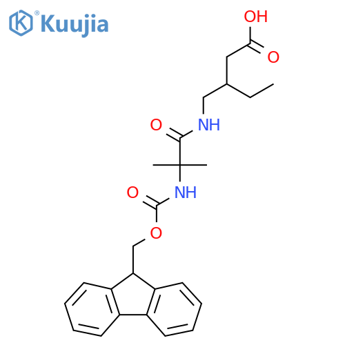 3-{2-({(9H-fluoren-9-yl)methoxycarbonyl}amino)-2-methylpropanamidomethyl}pentanoic acid structure