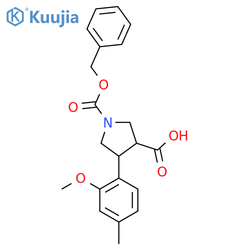 1-(benzyloxy)carbonyl-4-(2-methoxy-4-methylphenyl)pyrrolidine-3-carboxylic acid structure