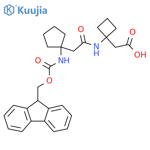 2-(1-{2-1-({(9H-fluoren-9-yl)methoxycarbonyl}amino)cyclopentylacetamido}cyclobutyl)acetic acid structure