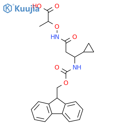 2-{3-cyclopropyl-3-({(9H-fluoren-9-yl)methoxycarbonyl}amino)propanamidooxy}propanoic acid structure
