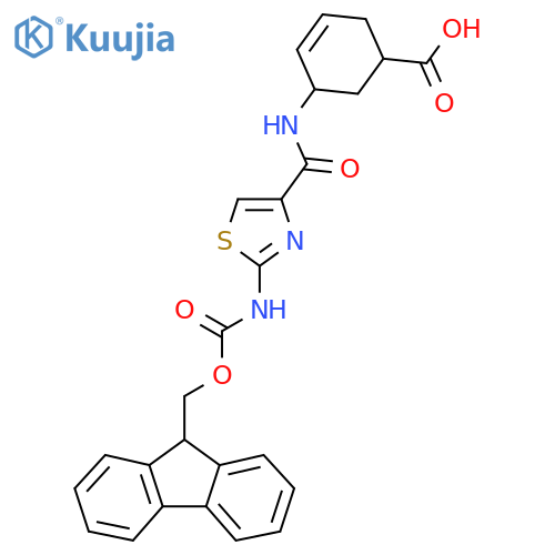 5-2-({(9H-fluoren-9-yl)methoxycarbonyl}amino)-1,3-thiazole-4-amidocyclohex-3-ene-1-carboxylic acid structure