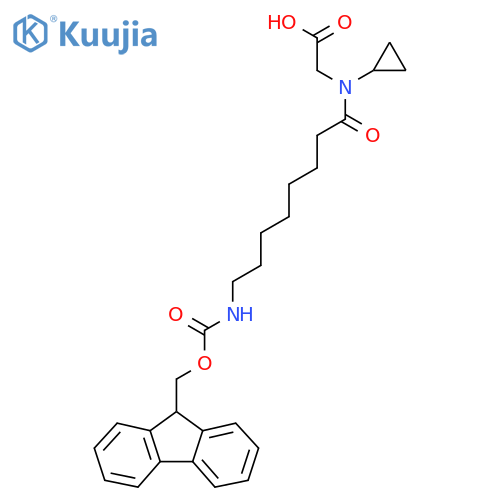 2-N-cyclopropyl-8-({(9H-fluoren-9-yl)methoxycarbonyl}amino)octanamidoacetic acid structure