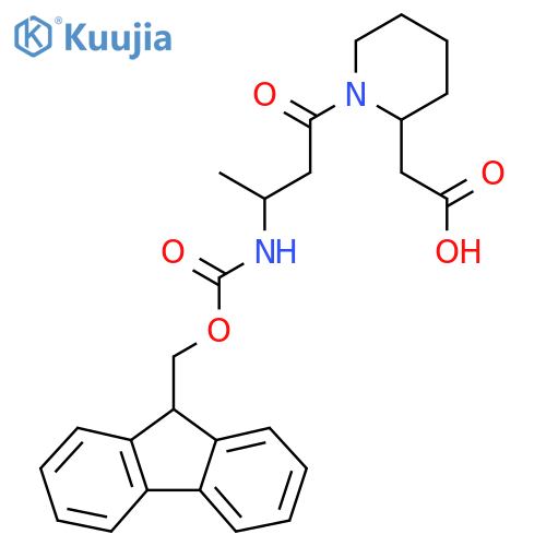 2-{1-3-({(9H-fluoren-9-yl)methoxycarbonyl}amino)butanoylpiperidin-2-yl}acetic acid structure