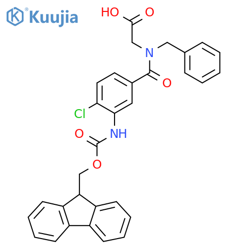 2-{N-benzyl-1-4-chloro-3-({(9H-fluoren-9-yl)methoxycarbonyl}amino)phenylformamido}acetic acid structure