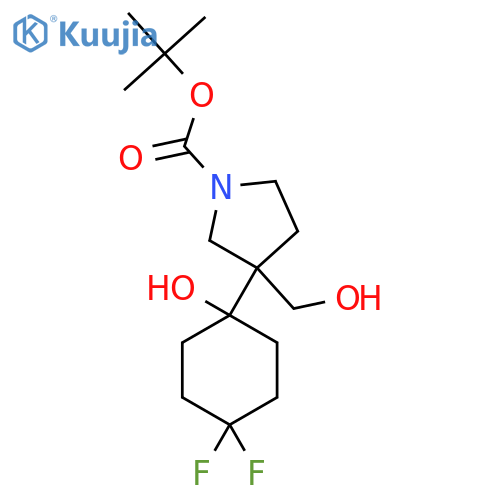 tert-butyl 3-(4,4-difluoro-1-hydroxycyclohexyl)-3-(hydroxymethyl)pyrrolidine-1-carboxylate structure