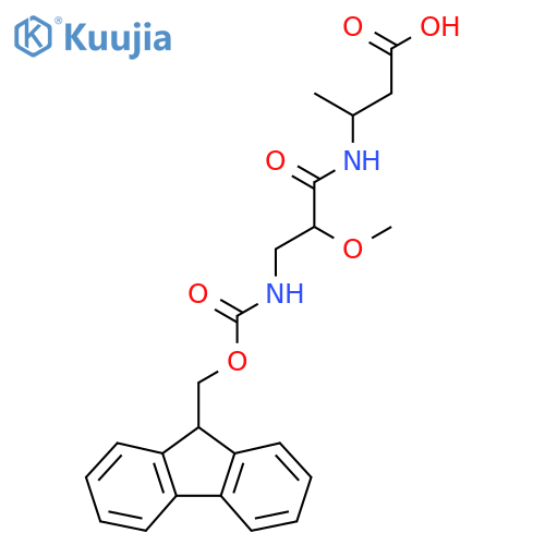 3-3-({(9H-fluoren-9-yl)methoxycarbonyl}amino)-2-methoxypropanamidobutanoic acid structure