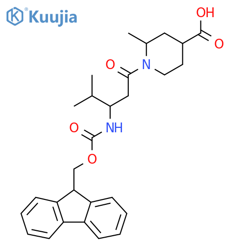 1-3-({(9H-fluoren-9-yl)methoxycarbonyl}amino)-4-methylpentanoyl-2-methylpiperidine-4-carboxylic acid structure