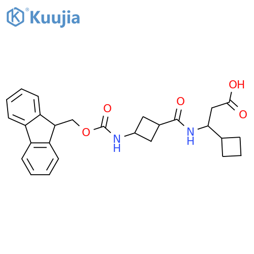 3-cyclobutyl-3-{3-({(9H-fluoren-9-yl)methoxycarbonyl}amino)cyclobutylformamido}propanoic acid structure