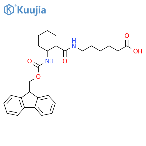 6-{2-({(9H-fluoren-9-yl)methoxycarbonyl}amino)cyclohexylformamido}hexanoic acid structure