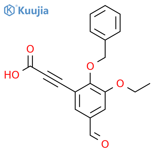 3-2-(benzyloxy)-3-ethoxy-5-formylphenylprop-2-ynoic acid structure
