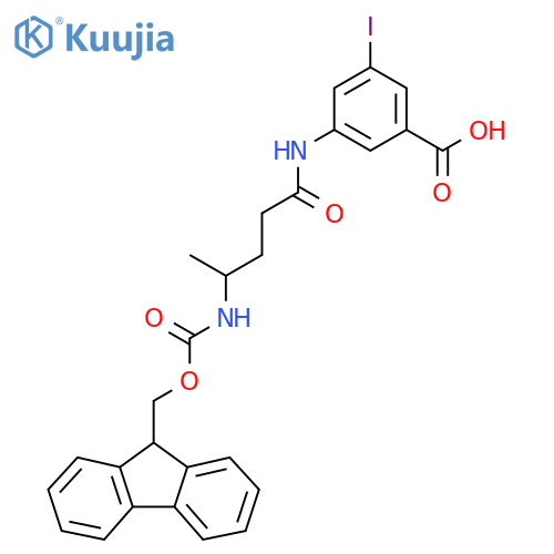 3-4-({(9H-fluoren-9-yl)methoxycarbonyl}amino)pentanamido-5-iodobenzoic acid structure