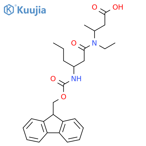 3-N-ethyl-3-({(9H-fluoren-9-yl)methoxycarbonyl}amino)hexanamidobutanoic acid structure