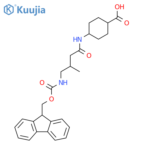 4-4-({(9H-fluoren-9-yl)methoxycarbonyl}amino)-3-methylbutanamidocyclohexane-1-carboxylic acid structure