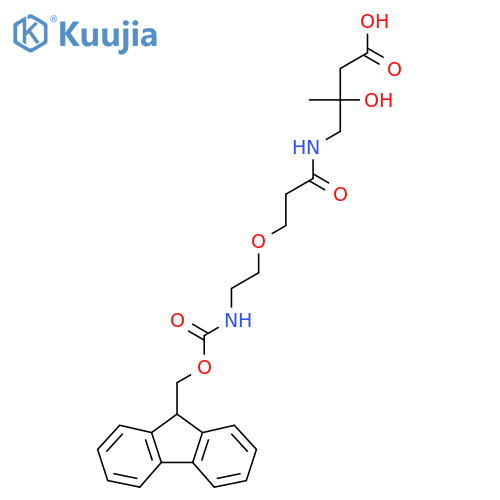 4-{3-2-({(9H-fluoren-9-yl)methoxycarbonyl}amino)ethoxypropanamido}-3-hydroxy-3-methylbutanoic acid structure